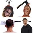 thumbnail image 1 of Diademas de armas aterradoras para disfraz, 4 paquetes de cuchillos de plástico de goma, cuchillo de hacha y tijera a través de la cabeza, accesorios Zombie maquillaje Adepaton WRJM-554, 1 of 6