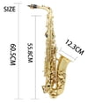 thumbnail image 2 of Saxofón Latón Eb Alto Saxofón Instrumento de viento de madera lacado dorado con estuche de transporte Guantes Cepillo de paño de limpieza Correa de saxofón Mudo Boquilla Cepillo TOMSHOO Saxofón, 2 of 6
