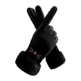 thumbnail image 1 of 1 Pair Thickened Plush Lining Cartoon Pattern Windproof Driving Gloves Fluffy Cuffs Touch Screen Driving Gloves Hand Protect Cover, 1 of 10
