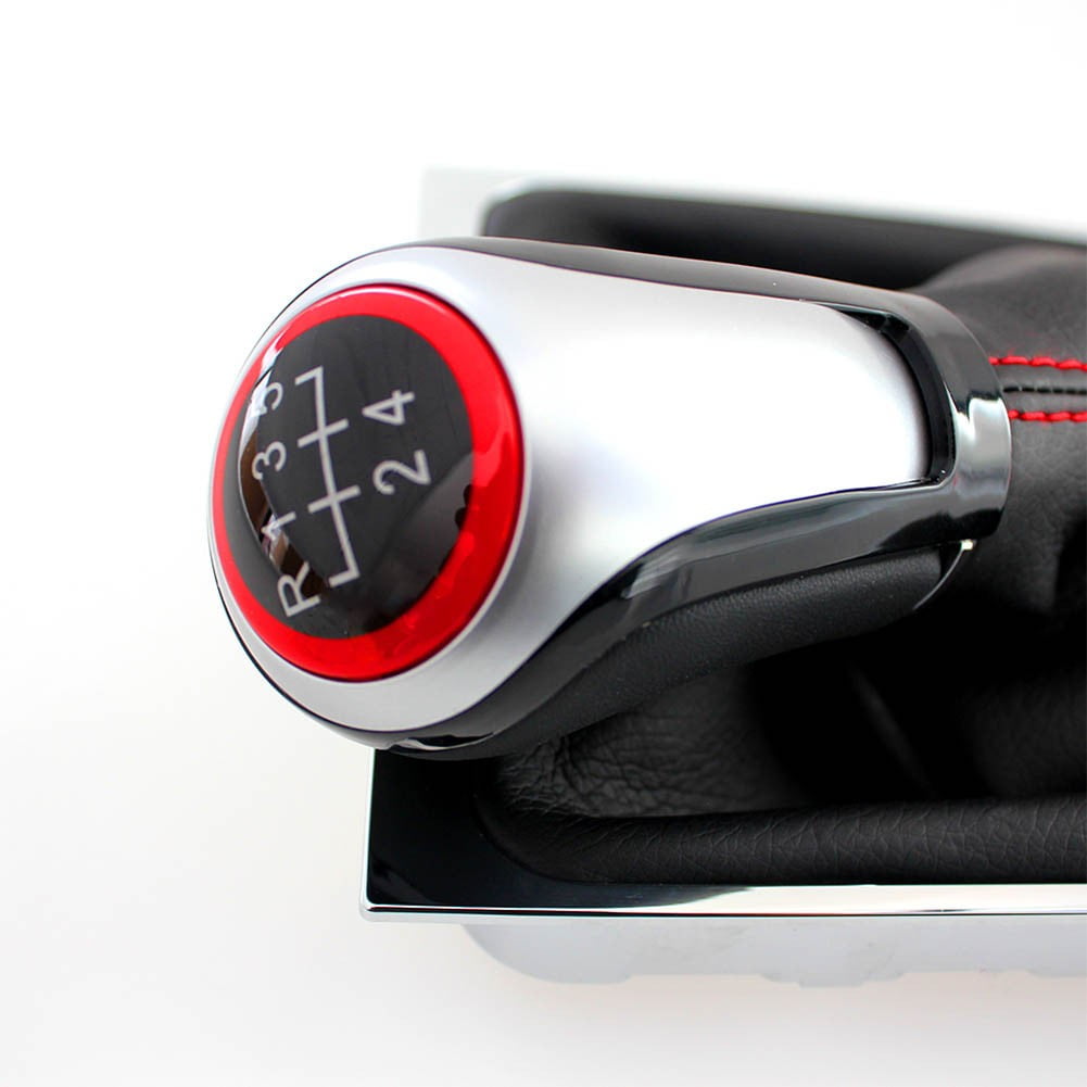 SPRING 5 Speed Speed Manual Gear Shift Knob With Leather Boot Collar Case Cover For Passat For B6 2005-2011 Interior Part