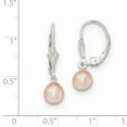 thumbnail image 2 of Beautiful Sterling Silver Rh-plated 6-7mm Pink FW Cultured Pearl Leverback Earrings, 2 of 2
