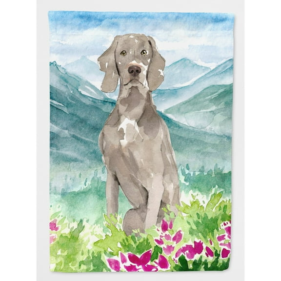 Carolines Treasures CK2517CHF Mountian Flowers Weimaraner Flag Canvas House Size  Large multicolor