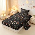 thumbnail image 2 of Homewish Watercolor Botanical Mushroom Twin Sheets,Fungus Plant Bedding,Black,3-Piece,1 Flat Sheet,1 Fitted Sheet and 1 Pillowcase, 2 of 6
