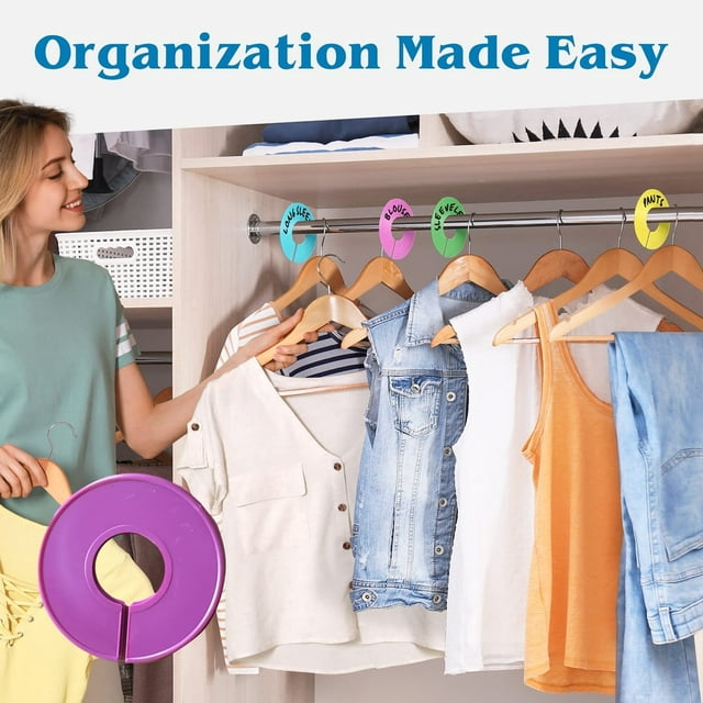 HLONK 10 Pcs Séparateur de Garde-Robe Réutilisable Surface Lisse Plastique Rond Séparateurs de Taille pour Vêtements Fournitures Ménagères