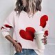 thumbnail image 5 of Pntutb Suéter de cuello redondo para mujer Suéter suelto de manga larga de otoño e invierno Amor Tops de ocio Pntutb Pntutb-1235, 5 of 8