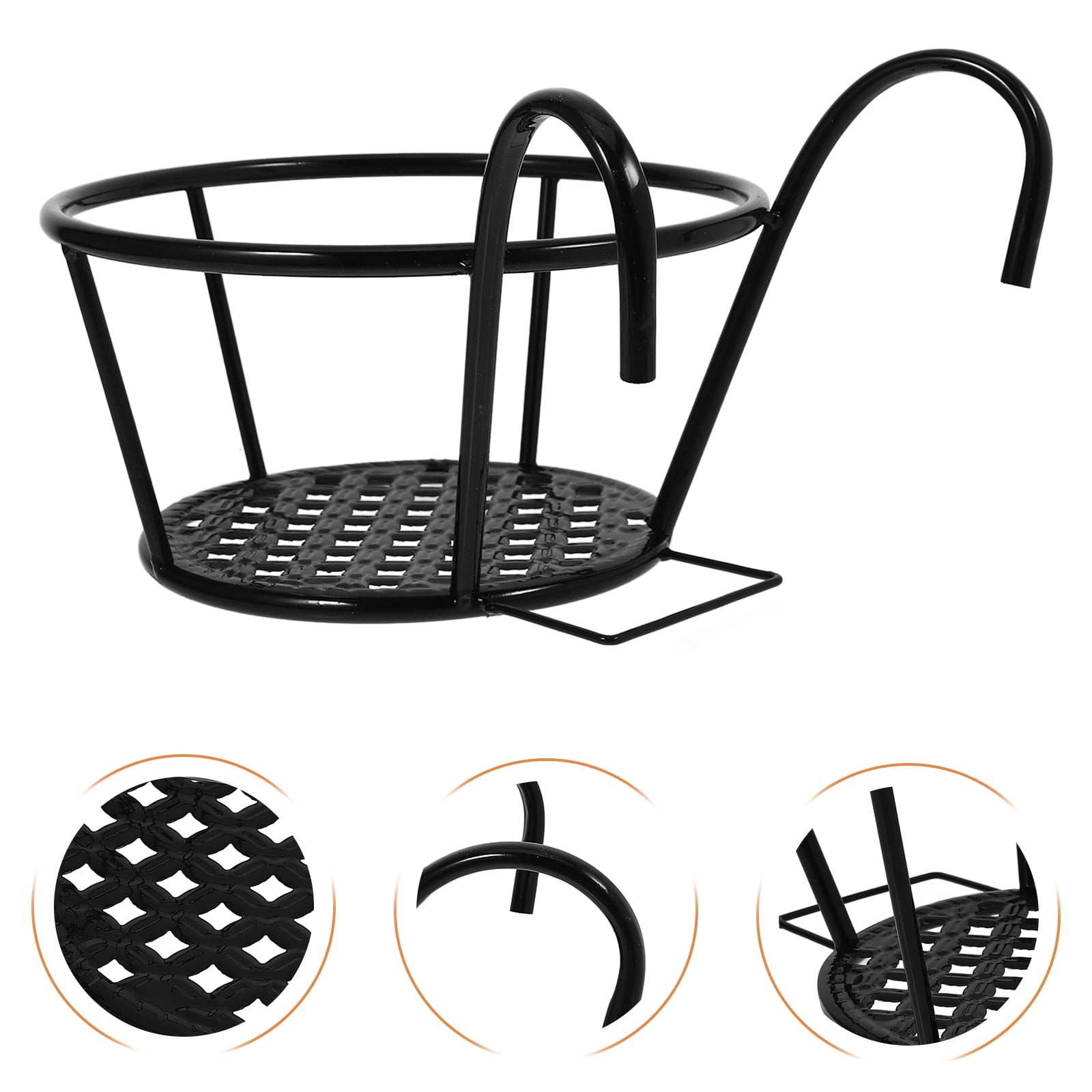 SENSETH 3pcs Metal Hanging Flower Pot Planter Pot Wall Planter Flower Bucket Holder Vintage Rustic Wall Hanging Ornaments Black