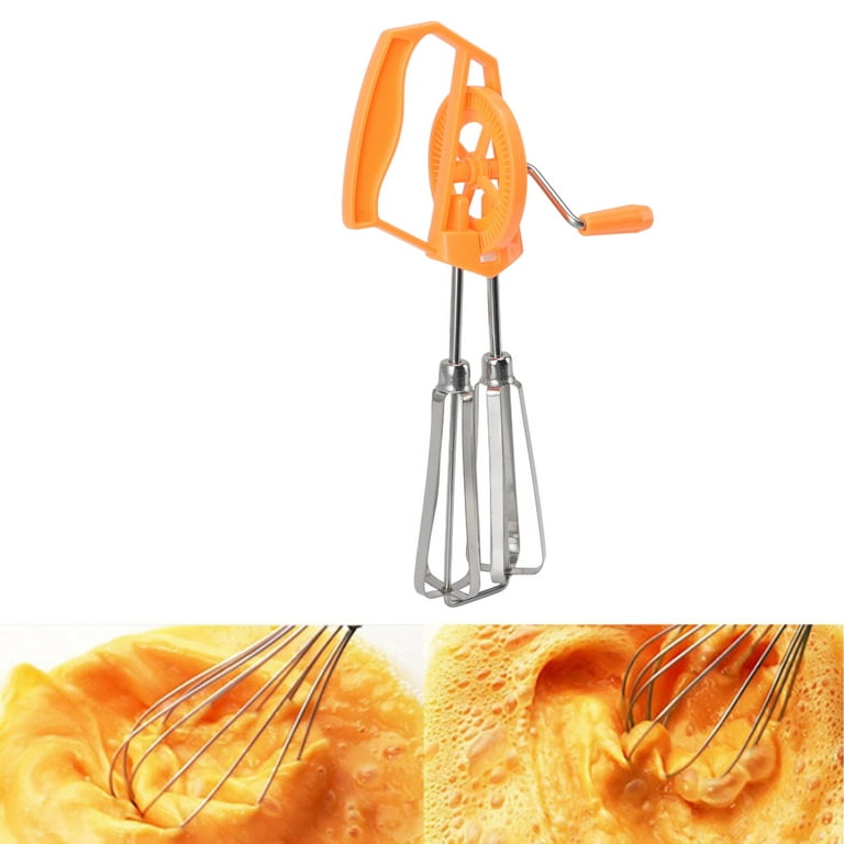  Manual Hand Mixer Hand Crank Stainless Steel For Home White,Orange