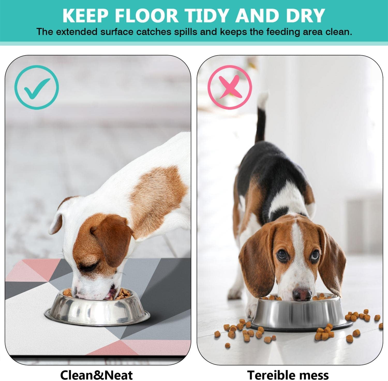 VCEPJH Absorbent Dog Mat for Food and Water Bowls - 2 Pack 32x20