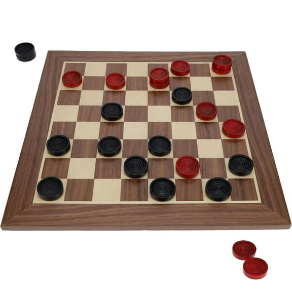 WE Games Old School Red and Black Wooden Checkers Set - 12 in.