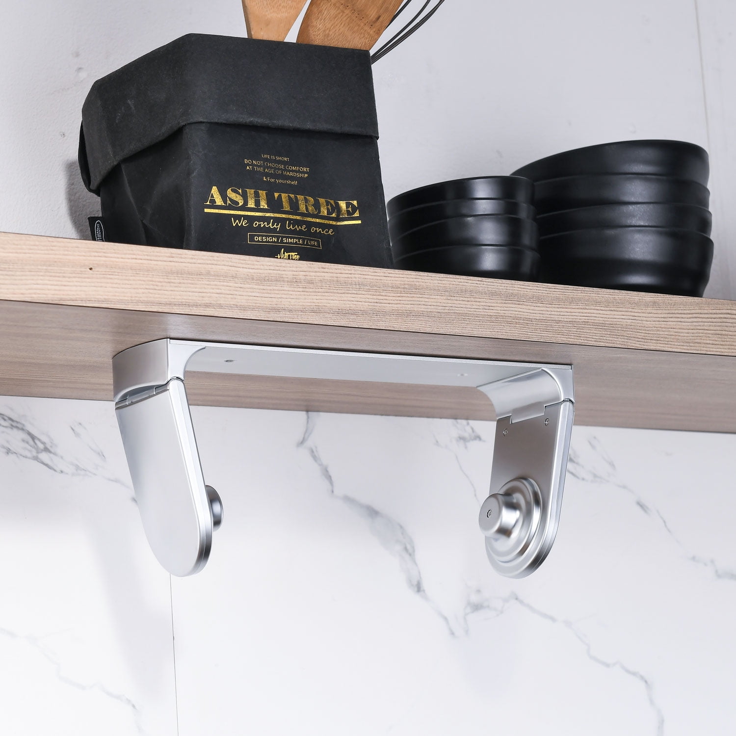 simpletome ONE HAND TEAR Paper Towel Holder Under Cabinet Adhesive or Drilling Installation Aluminum Alloy + ABS (Pearl Chrome Silver)
