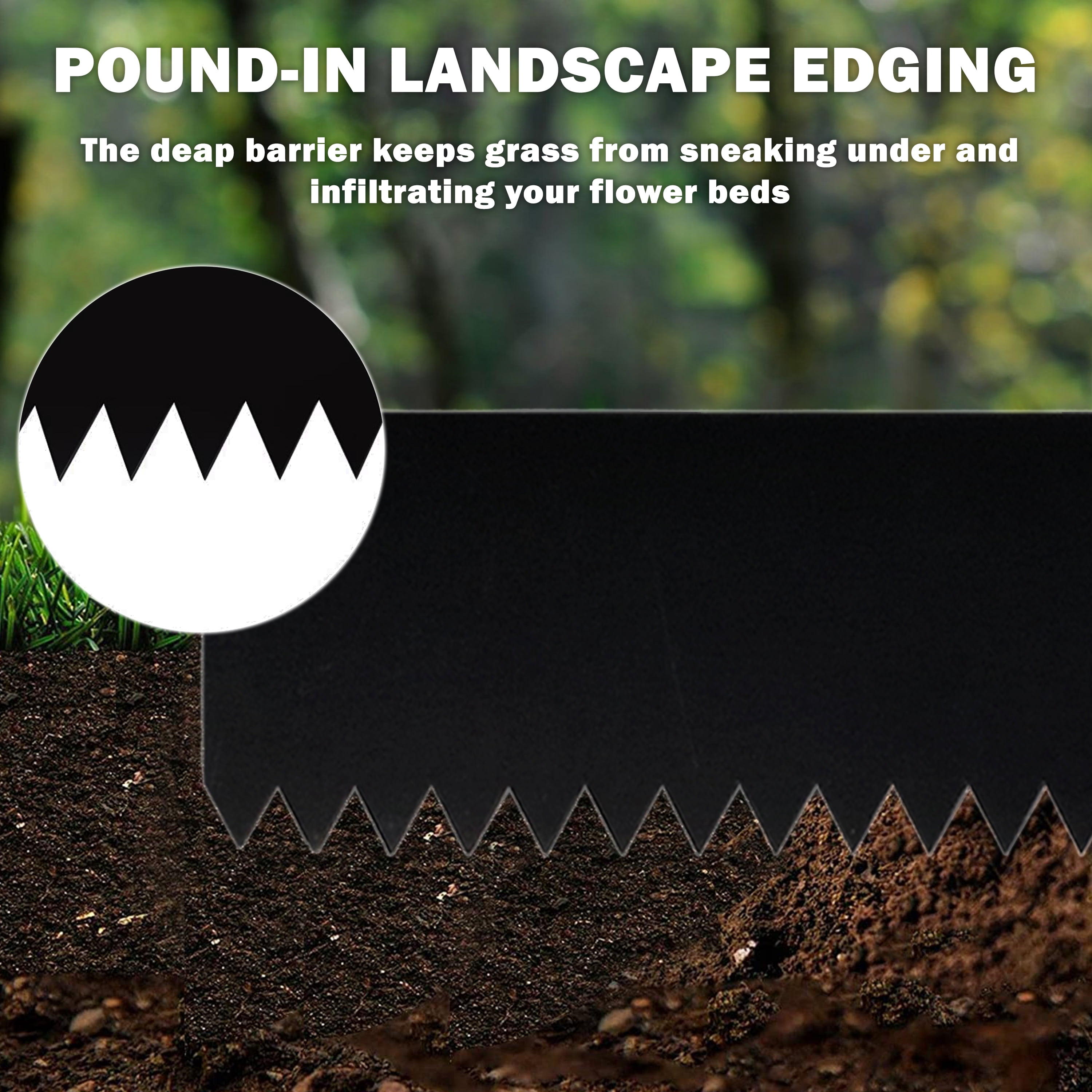 Garden Fence - 5 Pcs (Landscape Garden Edging) 48 INCH x 6 Inch - Metal - No Dig Garden Fence