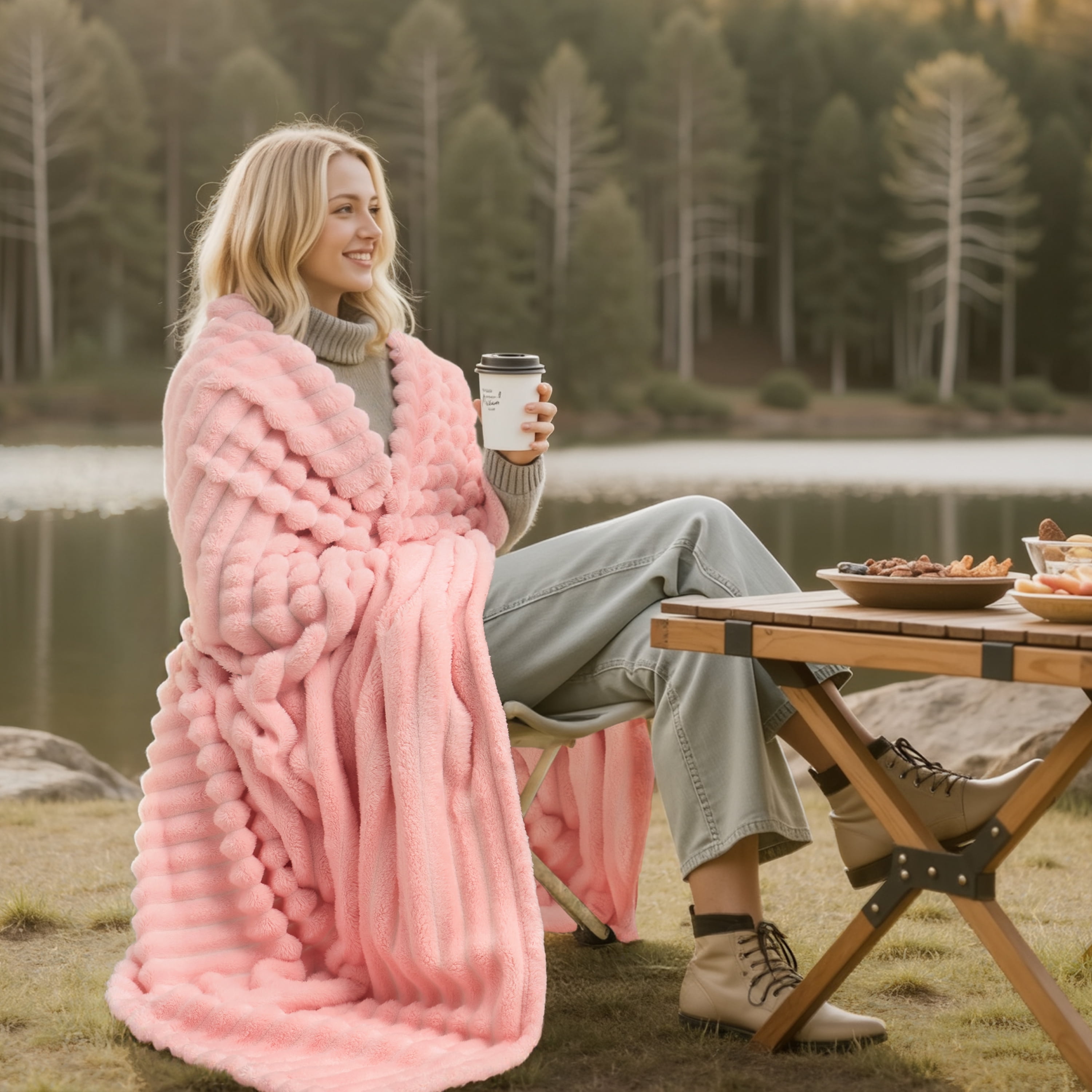 Joyfy Throw Blanket for Couch,Bed,Sofa,Pink Flannel Blanket,Soft Throw Blanket ,Gifts for Women Mom Girls,Throw Home Room Decor Aesthetic for Women Mothers Christmas Birthday Gifts 50x60 Inches