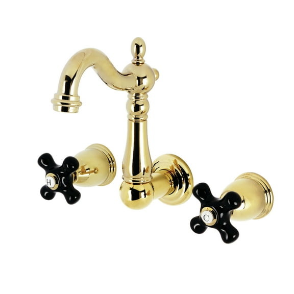 Kingston Brass KS1222PKX Duchess Double-Handle Wall Mount Bathroom Faucet, Polished Brass
