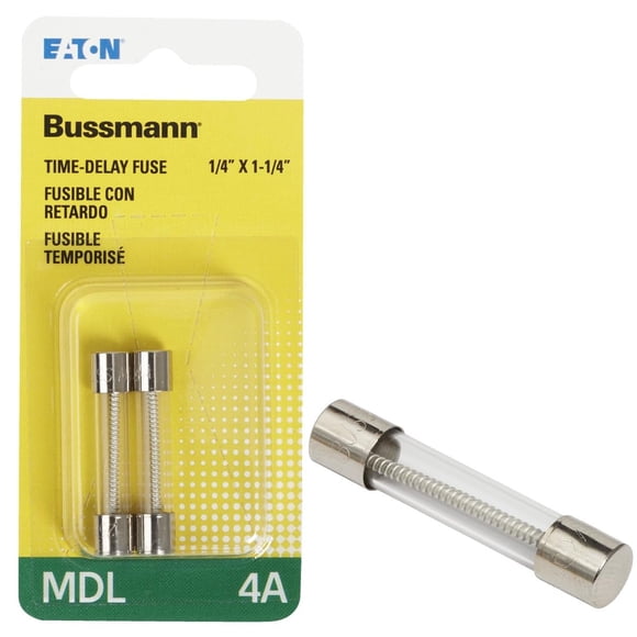 Fuse Bussman BP/MDL-4 4 A, 250 V, tubo de vidrio con retardo de tiempo, paquete de 2 unidades