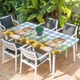 thumbnail image 2 of Groundhog Day Table Cloths for 6 Foot Rectangle Tables, Blue Plaid Sunflower Spring Floral Patio Waterproof Elastic Fitted Tablecloths, Washable Rectangular Table Cover for Camping, 2 of 8