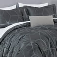 thumbnail image 4 of Chezmoi Collection 4-Piece Geometric Jacquard Comforter Set King Size, Soft Silky Lustrous Modern Gray Geometric Lattice Pattern Lightweight Bedding Set for All Seasons, 4 of 11