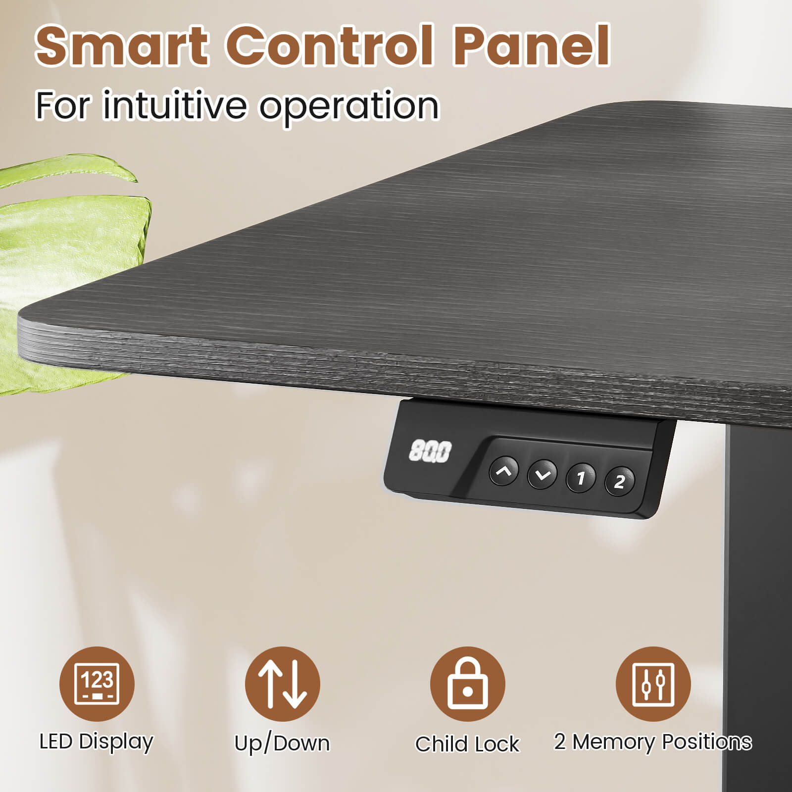 Costway 48” x 24” Electric Standing Desk with LED Display 2 Memory Height Settings for Home Black