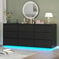 thumbnail image 6 of Smart Home 9-Drawer Floating Dresser w/ USB Outlets & LED Lights | Extra-Wide Storage Cabinet with Fast Charging Station | Bedroom & Living Room Organizer (Black), 6 of 6