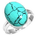 thumbnail image 1 of 925 Silver Ring For Women - Girls Blue Turquoise Stone Silver Ring Size 8.5 December Birthstone Boho Silver Ring Size 8.5 Gift For Women On Halloween 925 Silver Jewelry With Gemstone, 1 of 6