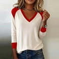thumbnail image 4 of Wlynlyn Long Sleeve Shirts for Women Casual V Neck Color Block Tunic Tops Loose Fitted Cozy Soft T-Shirts, 4 of 7