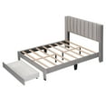 thumbnail image 5 of Gewnee Full Size Velvet Platform Bed with Upholstered Headboard and Storage Drawer,Gray, 5 of 8