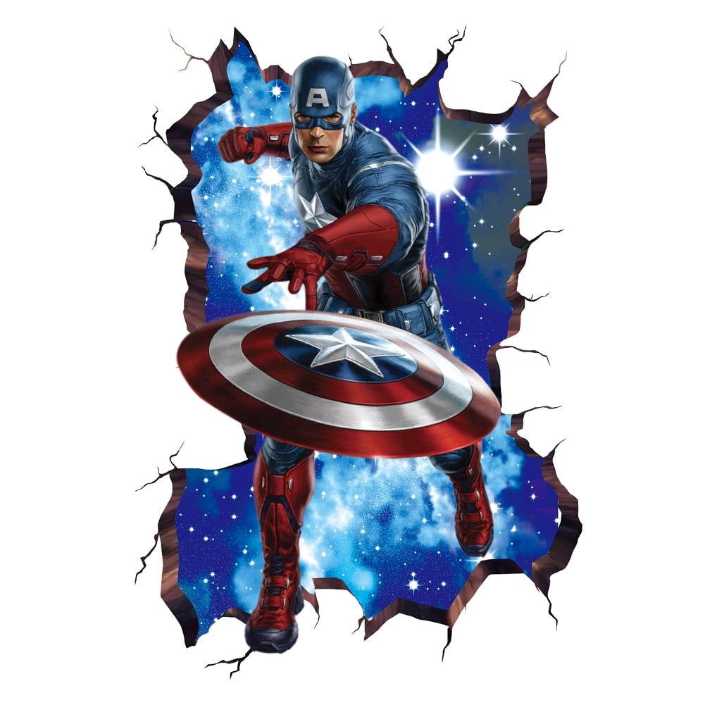 - Decor Captain America with - Interaction Room Wall America Decals Wall Wall Marvel 3D Reality Marvel Augmented Captain Decor 27\