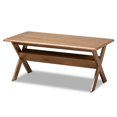 thumbnail image 1 of Baxton Studio Sarai Table Basse Rectangulaire Moderne en Bois avec Étagère Inclinée, Noyer Brun, 1 of 8