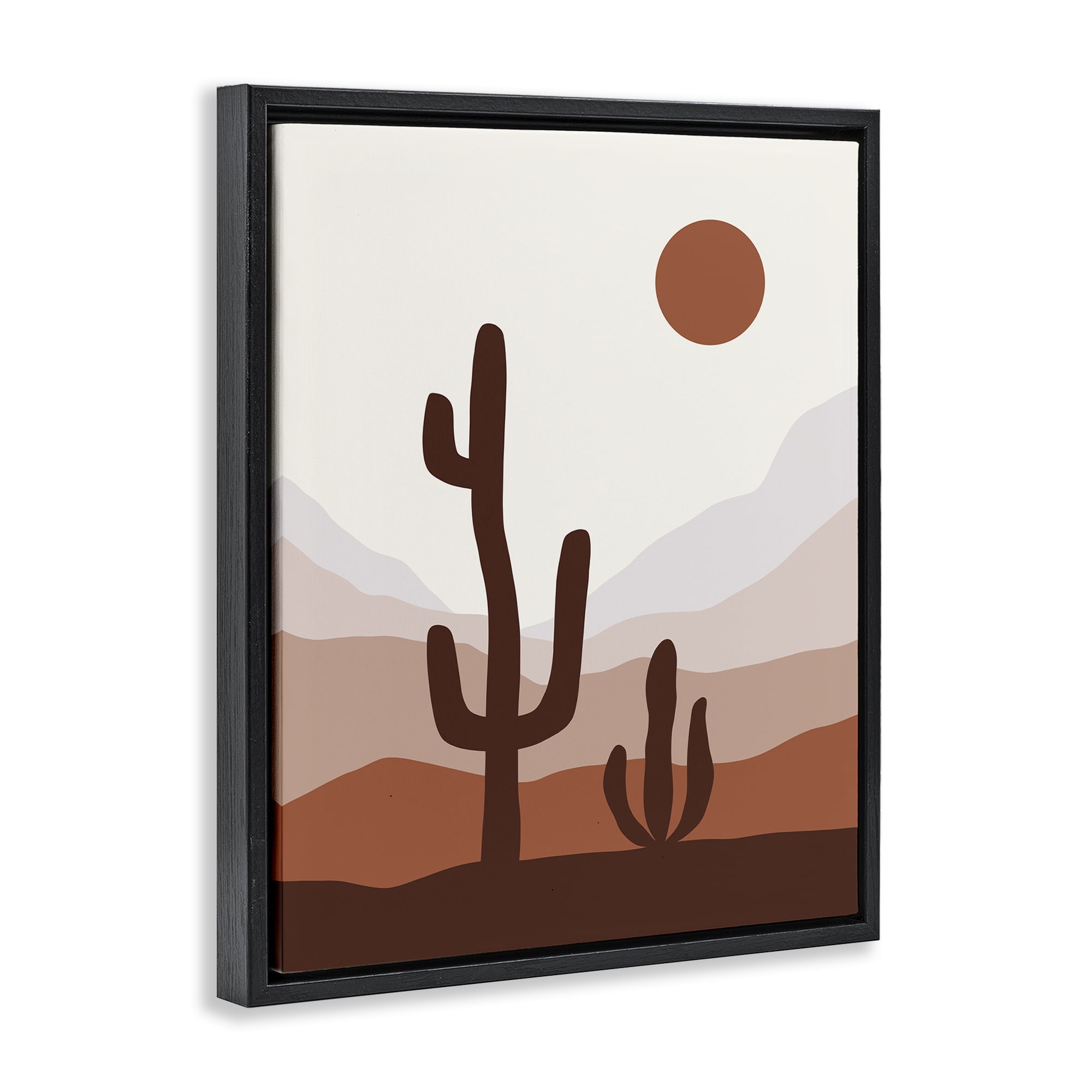 Stupell Industries Sun Over Desert Life Abstract Painting Black Floater Framed Canvas Art Print Wall Art, 25 x 31
