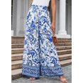 thumbnail image 6 of PTHTECHUS Womens Floral Wide Leg Pants With Pockets High Waist Adjustable Knot Loose Casual Trousers Business Work Casual Pants Loose Pants, 6 of 6