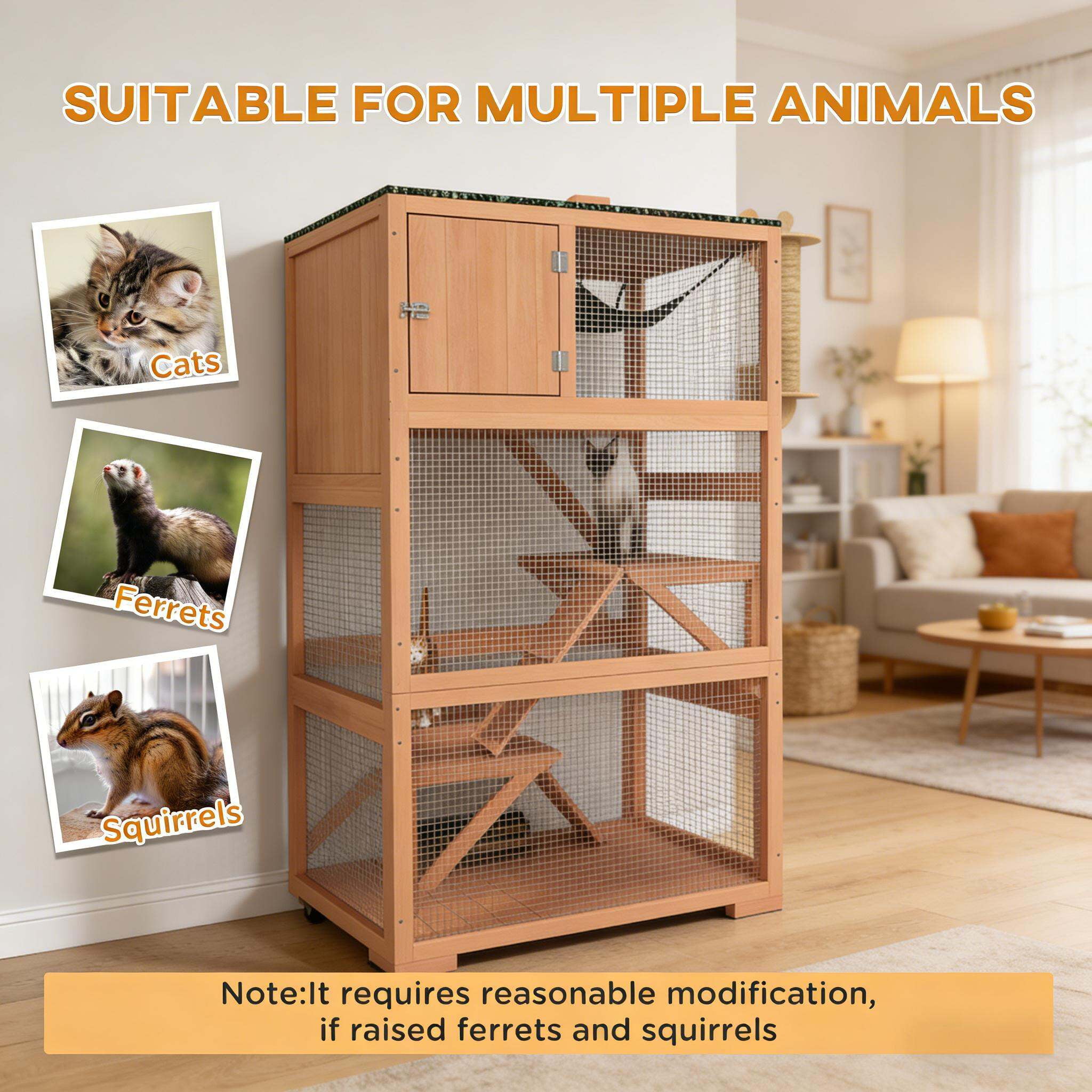 Dog Crate, Wooden Outdoor Cat Enclosure House,Pet House, Green,Orange Pet Playpen,Wood Chicken Coop, Pet Supplies Pens & Hutches