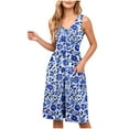 thumbnail image 2 of Xdegoge Sundresses for Women Sleeveless Button Down V Neck Summer Dress Casual A Line Midi Sun Dresses with Pockets Flowy Floral Boho Vacation Beach Dress Ropa Mujer Returns and Refunds, 2 of 7