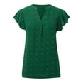 thumbnail image 3 of Siilsaa Womens Blouse V Neck Ruffle Sleeve Flowy Shirts Dressy Casual Cute Summer Tops D,M, 3 of 5