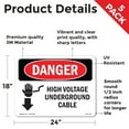 thumbnail image 2 of High Voltage Underground Cable OSHA Danger Vinyl Decal Label 24 Inch x 18 Inch - 5 Pack, 2 of 6