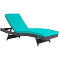 thumbnail image 3 of Pemberly Row Modern Rattan Outdoor Chaise in Espresso/Turquoise (Set of 6), 3 of 5