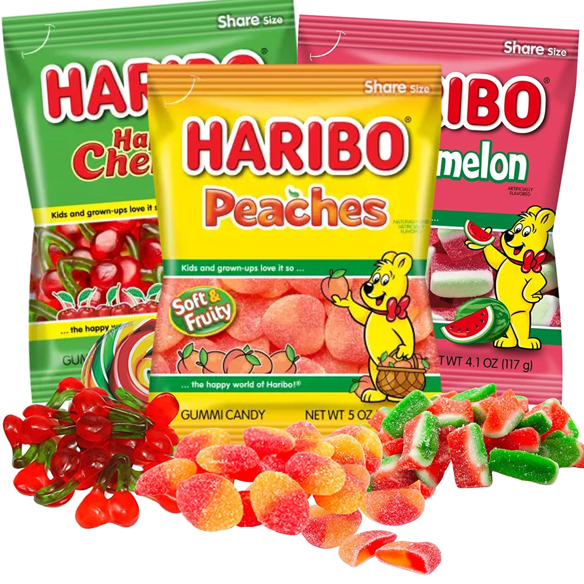 Haribo Gummi Summer Fruit Mix Peaches Watermelon and Cherry Flavored Haribo Gummi Summer Fruit Mix Peaches Watermelon and Cherry Flavored