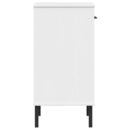 vidaXL Armoire Console avec Pieds en Métal Blanc Bois Massif Pin OSLO