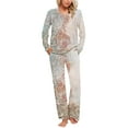 thumbnail image 2 of SwiftWear Vintage Floral Pajamas Set for Women Long Sleeve Pleated Shirts + Pants with Pockets 2 Pcs Sleepwear Cute Loungewear 2XL, 2 of 6