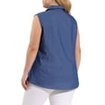 thumbnail image 3 of Agnes Orinda Women's Plus Size Chambray Sleeveless Button Work Shirts 1X Blue, 3 of 8