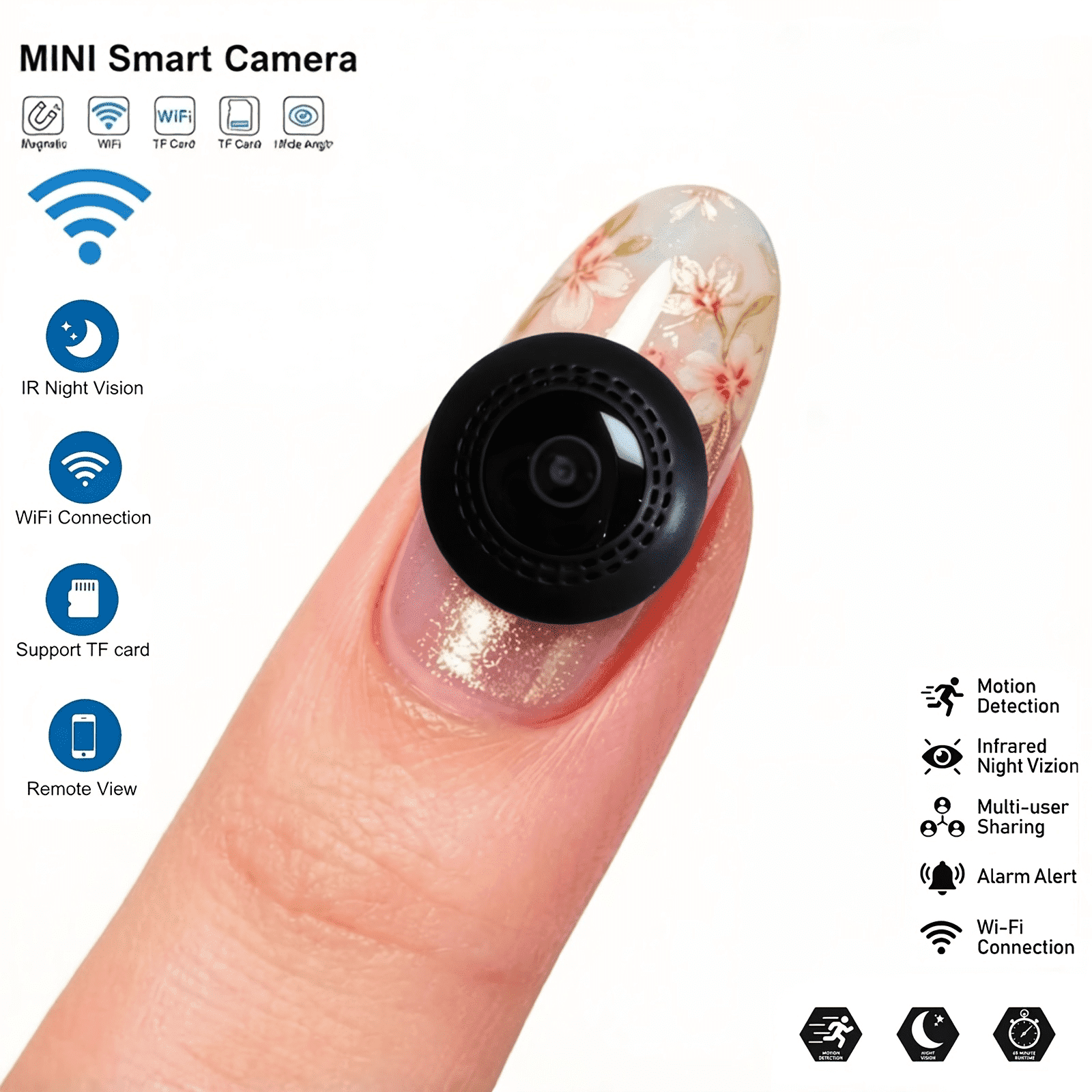 4K HD Mini Digital Video Camera, Continuous Loop Recording Pocket Cam with Clear Night Vision, Lightweight Portable Recorder for Home Office Bedroom and Small Space Video Capture