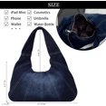 thumbnail image 5 of SPEKSEE Vintage Washed Denim Hobo Shoulder Bag for Women, Stitched Spliced Denim Dumpling Hobo Bag, Zip Top Casual Underarm Handbag, Large Capacity Daily Fashion Tote Purse, 5 of 8