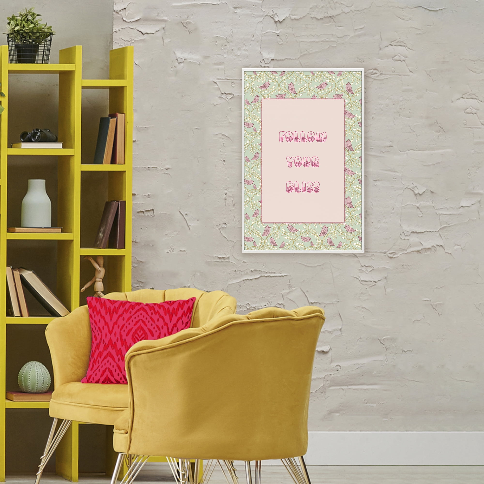 Stupell Industries Follow Your Bliss White Framed Giclee Art, design by Pooja Dave