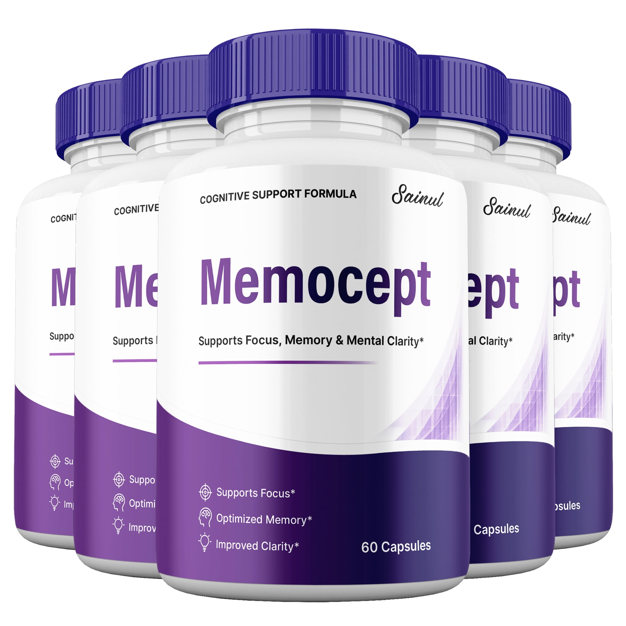 (5 Pack) MemoCept Capsules, Memo Cept Maximum Strength Pills, Advanced Brain Supplement