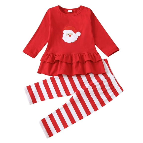 yocbz Kids Christmas Outfits Toddler Christmas Outfit Baby Girl Bell Bottoms Long Sleeve Ruffle Top Flare Pants Infant Christmas Clothes Red,Size for 2-3 Years