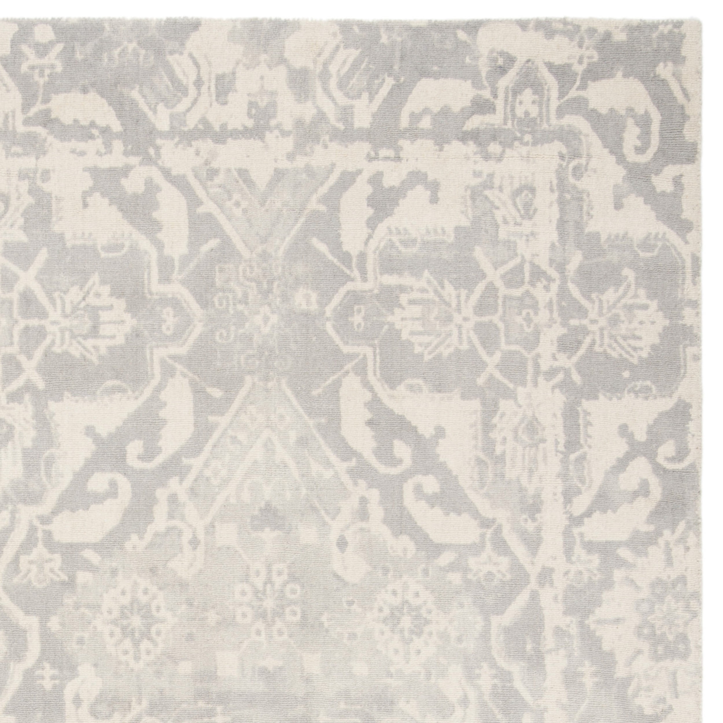 SAFAVIEH Restoration Vintage Eunice Border Wool Area Rug, Light Grey/Ivory, 9' x 12'