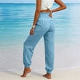 thumbnail image 6 of Women's Linen Barrel Harem Pants Wide Leg High Waisted with Pockets Beach Casual, 6 of 9