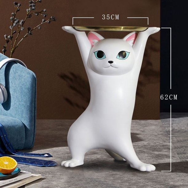 Mesa de centro encantadora con forma de gato, bienvenido, gran sala de estar, soporte para TV, sofá junto a la bandeja de suelo, regalo de inauguración de la casa, adornos grandes