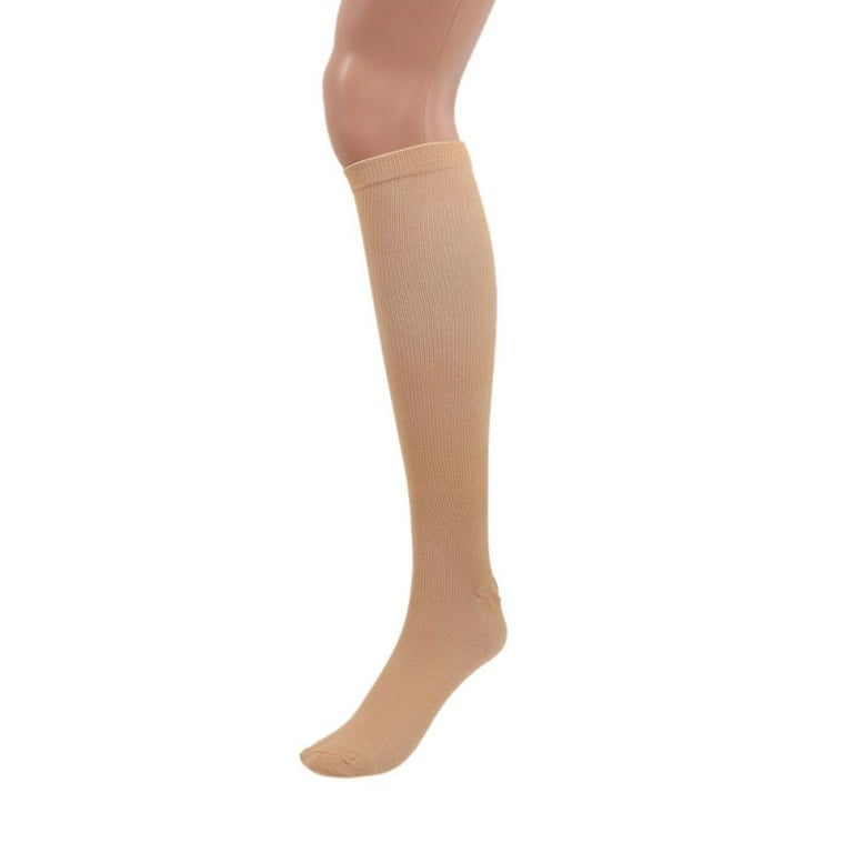 Compression Socks for Women and Men, Compression Outdoors Stockings,  Pressure Nylon Varicose Vein Stocking, Best Medical, Running, Nursing,  Hiking, Recovery & Flight Socks, 1 Pair, S - XL, Nude 