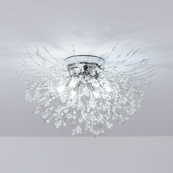 DENEST Crystal Chandelier Pendant Light Indoor 6-Lights Elegant Lamp Fixture Modern