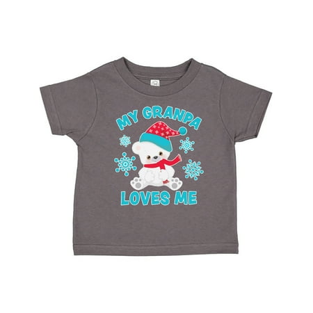 

Inktastic Polar Bear My Granpa Loves Me in Santa Hat with Snowflakes Gift Toddler Boy or Toddler Girl T-Shirt
