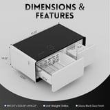 Smart Coffee Table, Living Room Table with Built in Fridge,15W Wireless Charging, USB Chargers and Speakers (White) - Walmart.com
